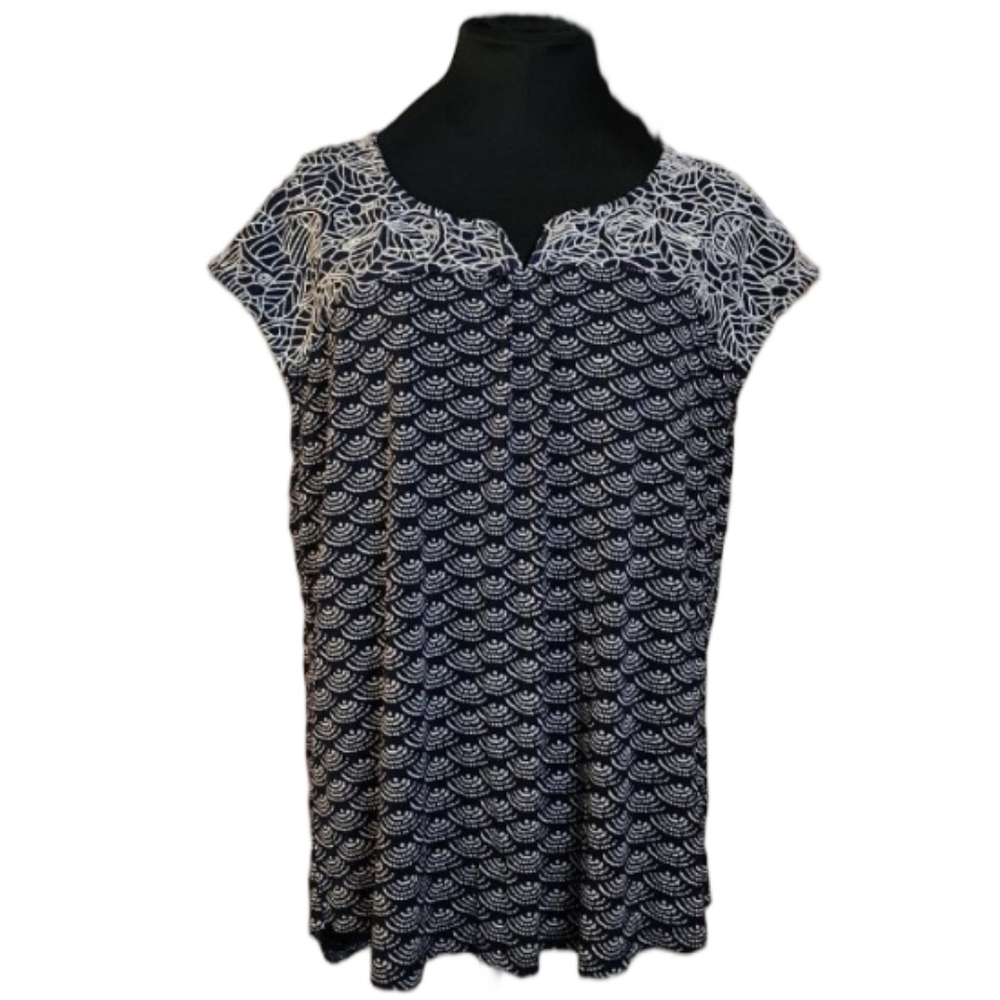 Skies Are Blue Delia Navy Blue Embroidered Blouse Women's‎ XL